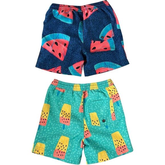 Tea Collection PAIR OF 2 Boys Kids Pull-On Watermelon Popsicle Swim Trunks. 5. - Picture 2 of 10